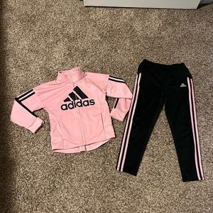 GUC Girls Adidas 2 piece tracksuit set pink/black Size 6 / 6X